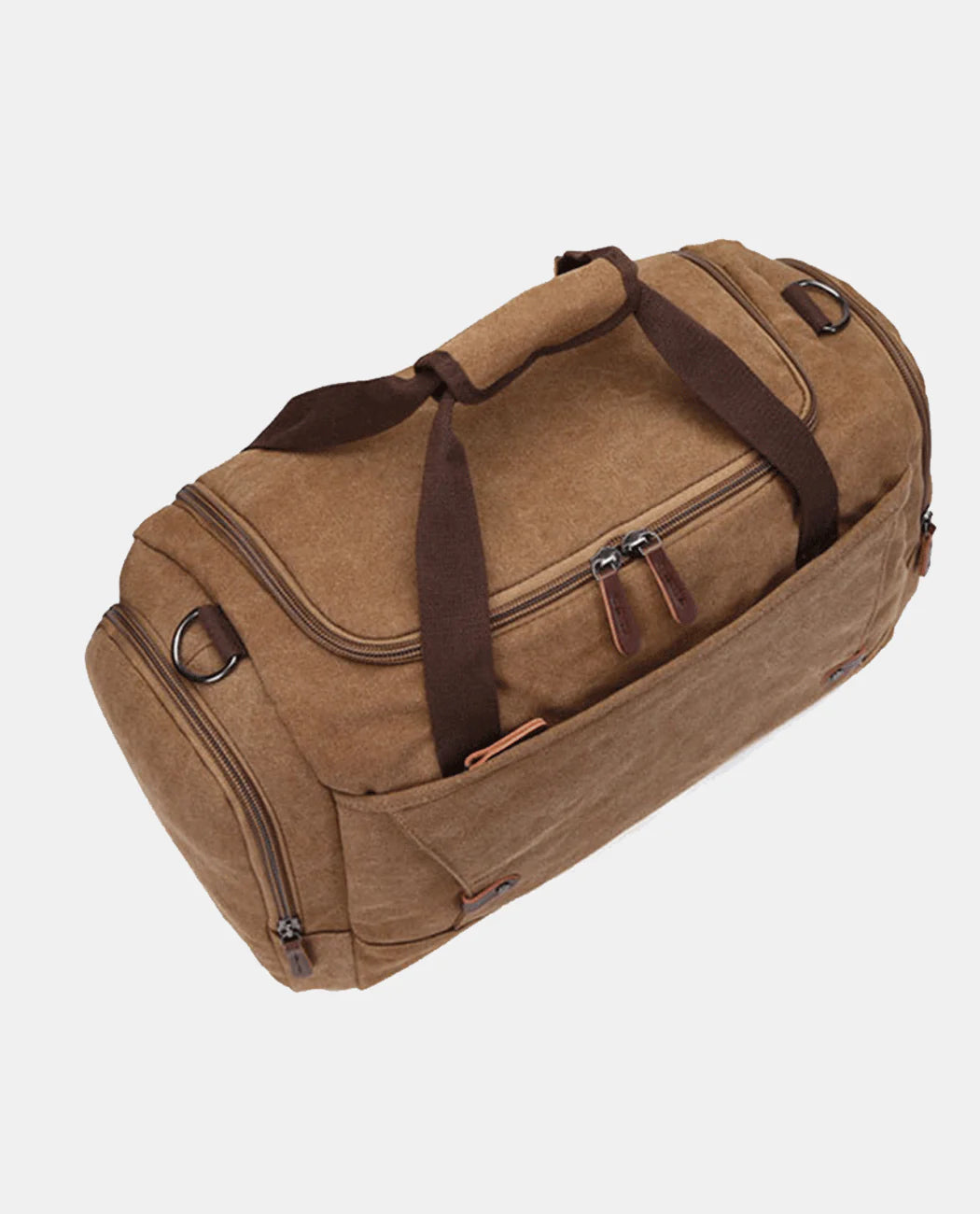 Water-resistant Canvas Duffle Bag - Large Travel Weekender with Leather Trim