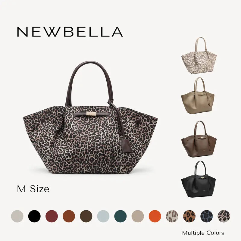 NEWBELLA Marella Top Handle Tote Bags - Elegant PU Leather Tote with Detachable Charm & Magnetic Closure System for Everyday Use 23.6" x 12.6" x 5.5" x 11"