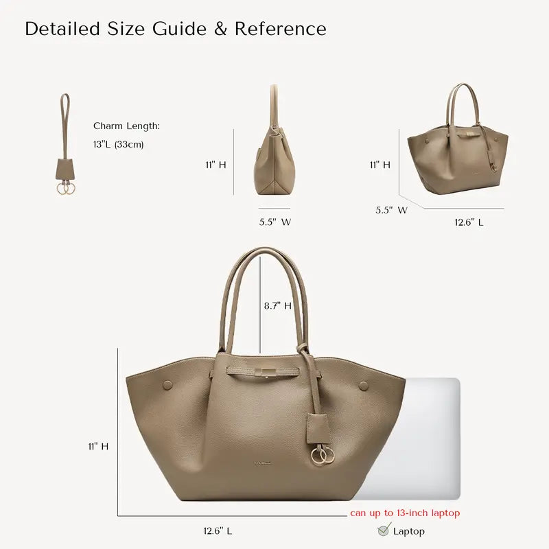 NEWBELLA Marella Top Handle Tote Bags - Elegant PU Leather Tote with Detachable Charm & Magnetic Closure System for Everyday Use 23.6" x 12.6" x 5.5" x 11"