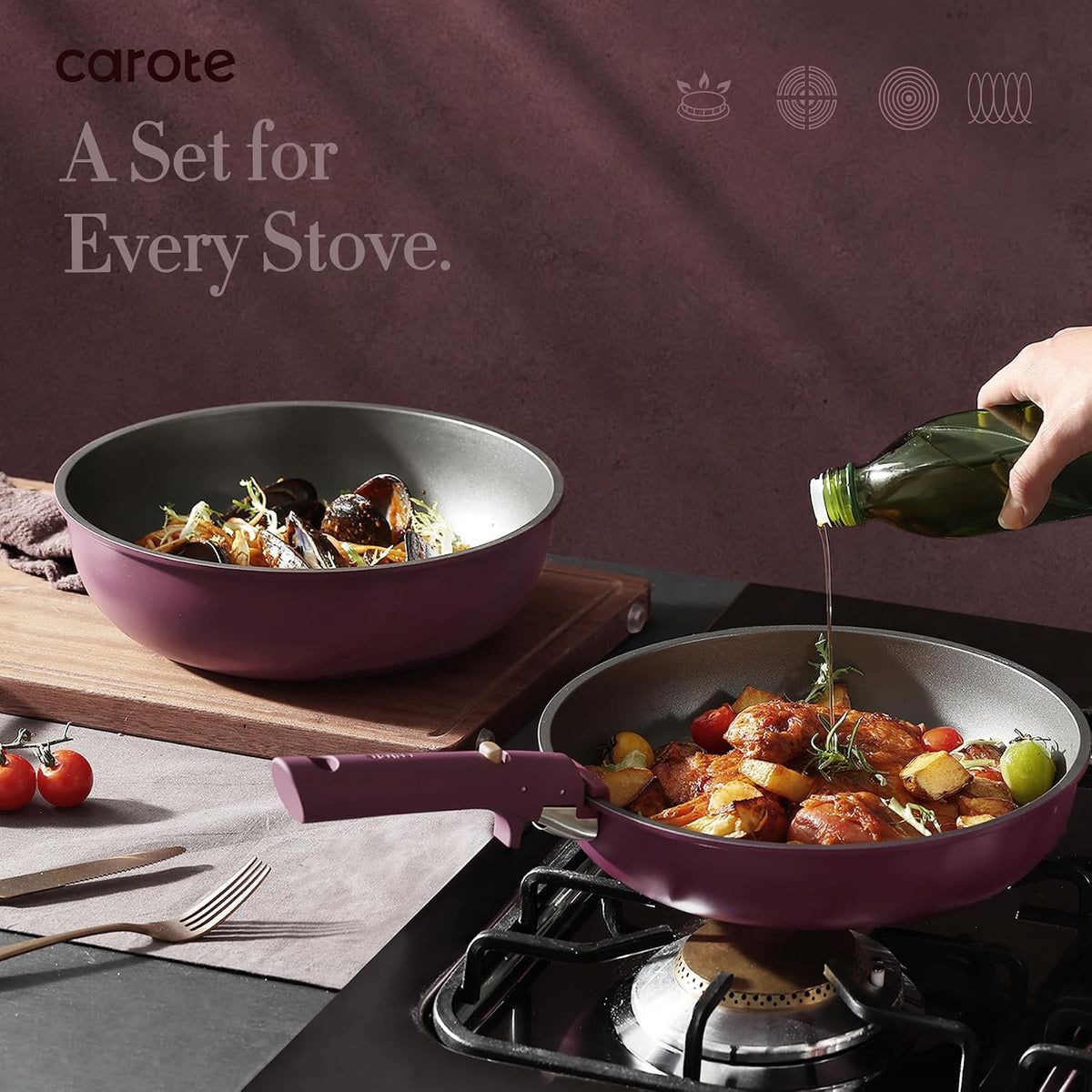 Premium Space-Saving Nonstick Cookware Set
