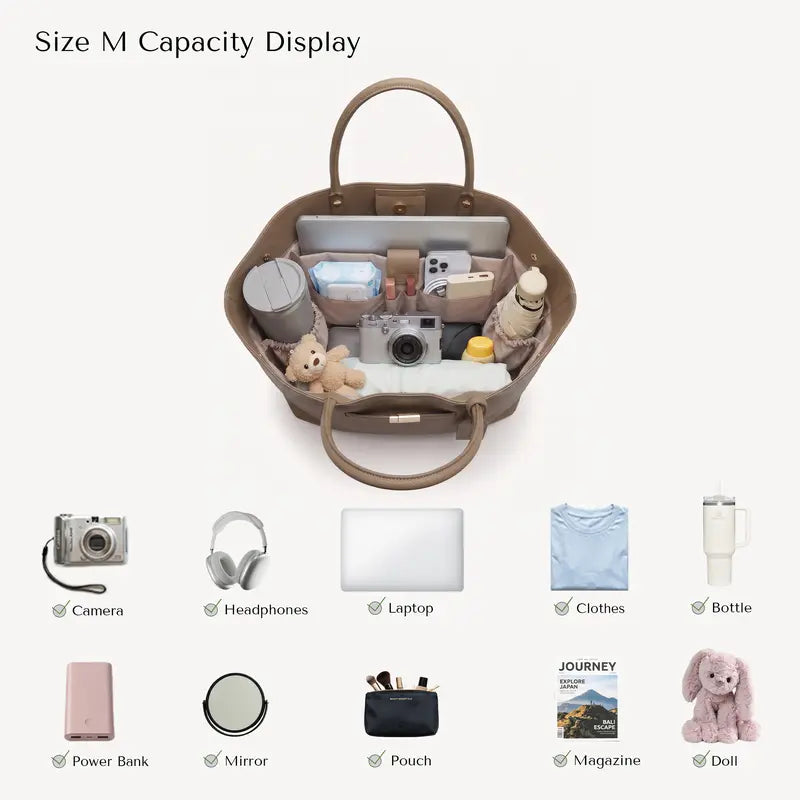 NEWBELLA Marella Top Handle Tote Bags - Elegant PU Leather Tote with Detachable Charm & Magnetic Closure System for Everyday Use 23.6" x 12.6" x 5.5" x 11"